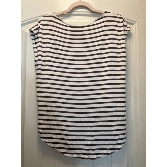 Green Envelope Women’s Boat Neck Striped Pullover Casual Top Size M White Brown - Picture 3 of 3